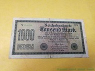 1922年德國1000馬克紙幣，流通7品左右 金銘藏品