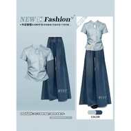 旗袍 cheongsam dress muslimah Summer Chinese-Style Cheongsam Suit for Women - Printed Collar with Drap