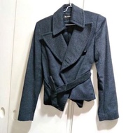 日本 🇯🇵 MASTINA 短版羊毛料西裝外套 束腰 綁帶 36號 羊毛 寒流 冬天 溫暖