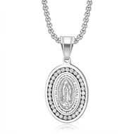 Fashion Jewlery Miraculous Medal Rhinestone Gold Plated Pendant Necklace