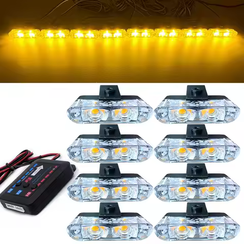 2LED Car Front Deck Grille Clip Strobe Light 12V Vehicle daytime running light Amber LED Emergency F