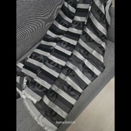 Chanel 黑灰條紋 CC Logo 圍巾 🈶購證 絲巾 披肩 全新