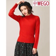 【喵鼓打】現貨 日本 WEGO 紅色 立領 針織衣 針織衫 毛衣 長袖上衣 冬天衣服 流行服飾 保暖上衣
