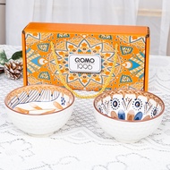 QOMO Bohemian Rice Bowl Gift Set Porcelain Bowl Mangkuk Ceramik Soup Bowl Tableware Doorgift