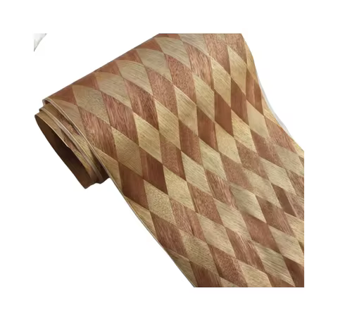 Red Walnut+olive Wood 3D Diamond Patterned Woven Wood Veneer Home Decorative Size:2.5x0.4meter Thick