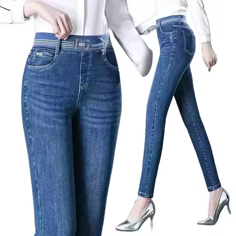 Jeans Oversize 26-38 Slim Denim Pants Women's High Waist Skinny Jean Vintage Wash Pencil Stretch Vaq