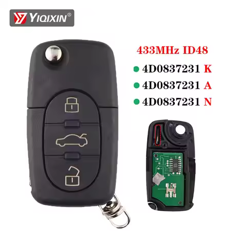 Flip Remote Car Key 433Mhz ID48 Chip For Audi A3 A4 A6 A8 B5 TT RS4 Allroad Quattro 1994-2004 4D0837