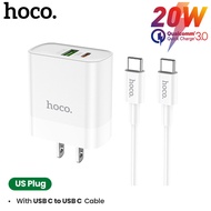 HOCO Quick Charge QC 3.0 USB 20W เครื่องชาร์จติดผนัง Type-C TO Type-C PD สำหรับ OPPO Vivo Huawei Xiaomi Redmi Realme Fast Charging Adapter Power อะแด็ปเตอร์สำหรับแอนดรอยด์โทรศัพท์มือถือ