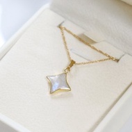 天然石藍月光石項鍊 星形吊墜