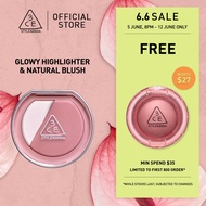 3CE Blushlighter, 2 in 1 matte blush and shimmery highlighter, with sebum-based blush which blurs po