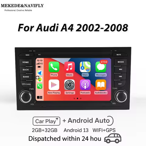 For Audi A4 B6 S4 B7 8E 8H RS4 Seat Exeo 2 Din Car radio Carplay RDS GPS WiFi FM Autoradio Central M