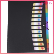 📎 1Set Black Expanding Accordion File Folder for School Supplies 12.38X9.04X0.02in