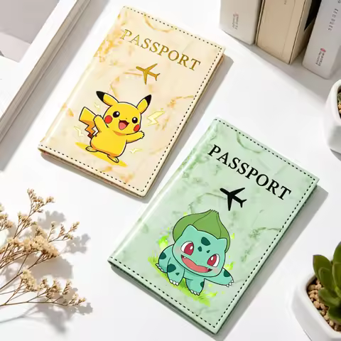 Pokemons Passport Covers Ultra-thin Document Holder Anime Pikachu Eevee Travel Waterproof Passport H