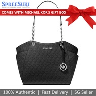 Michael Kors Handbag In Gift Box Jet Set Travel Large Chain Shoulder Tote Black # 35S4STVT3B