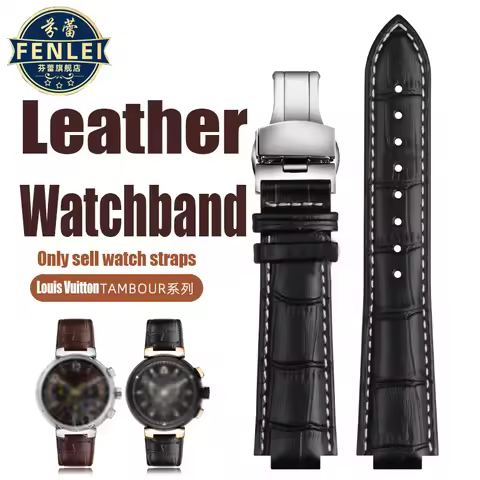 Genuine Leather Watch Strap For L-ouis Vuitton LV Tambour Q1121 Q114k Convex Watch Band Male 12mm 10