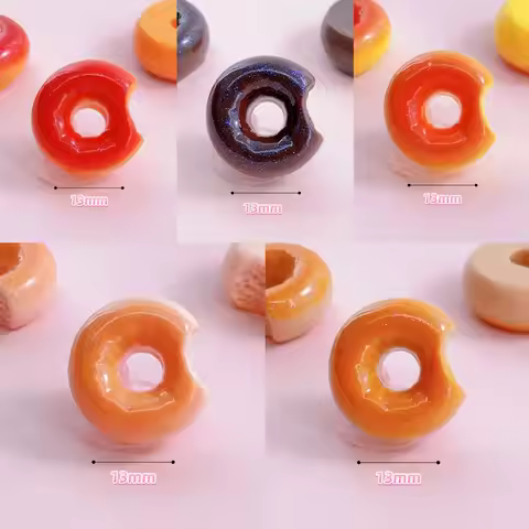 50Pcs Mini Doughnut Flatback Resin Cabochon Fake Food Scrapbooking Crafts DIY Nail Art Phone Decor J