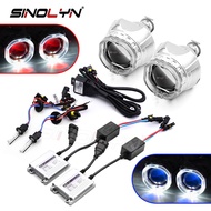 2.5'' HID Bi-xenon Projector Headlamp Lens H4 H7 Headlight Full Kit With Angel Eyes Shrouds Demon Ey