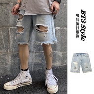[BT3 store] Five-Point Jeans Ripped Denim Shorts Boys [MM35] Men Shorts