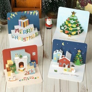 [Coisíní] Christmas 3D Folded Greeting Card Creative Handwritten Blank Message Folded Card Christmas Postcard Christmas Gift