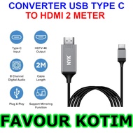 NYK CONVERTER CABLE TYPE-C TYPE C TO HDMI C1 HDTV LONG CABLE 2 M METER FVKOTIM