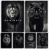 Animal Motivation Poster Panther Lion Motivational Canvas Posters Prints Canvas Painting Focus Conqu