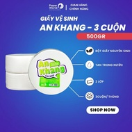 Combo 3 cuộn Giấy vệ sinh cuộn lớn 2 lớp AN KHANG AKC500 | Thế Giới Giấy | 100% bột giấy nguyên sinh