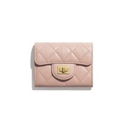 Chanel 2.55 珊瑚珍珠粉色雙層卡包 零錢包卡夾