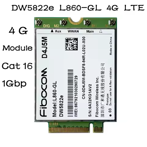WDXUN for DW5822e L860-GL D4J5M 4G Module 1Gbps Cat16 4G Card 4G module M.2 For Inspiron 7490 Laptop