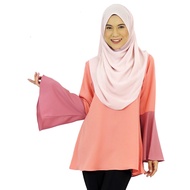 AQEELA Muslimah Wear Bell Sleeve Blouse – Peach (qb060c)