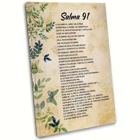 1pc Canvas Poster Religion Art, Psalm 91 Wall Art Spanish Verses No Frame Christian Bible Verses Wal
