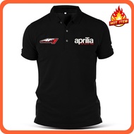 Aprilia Embroidery AF1 Racing Casual MotoGP Motorcycle XS-7XL Polo T Shirt Kolar Baju Unisex Cotton 