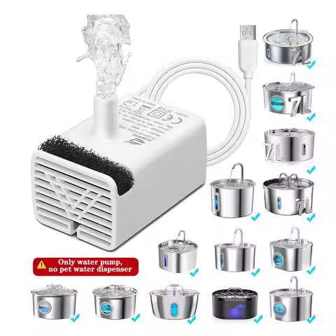 Pet Fountain Replacement Pump, LED Power Off Light, Ultra Quiet Filter Pump Fits 2.2L/2.6L/3.2L/4L C