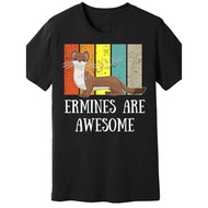 Ermine Lover Retro Inspired Men s T Shirt Soft Cotton Short Sleeve Crew Neck in Black with Colorful
