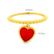 Top Cash Jewellery 916 Gold Dangling Red Enamel Heart Ring