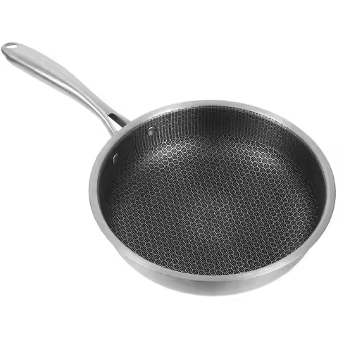 Honeycomb Frying Pan Stainless Steel Frying Pan Thickened Seafood Frying Pan With Handle coating 24c