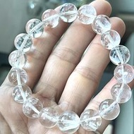 白水晶手珠11mm 顯性藍針 天使羽毛 天然白水晶高品質收藏 1045