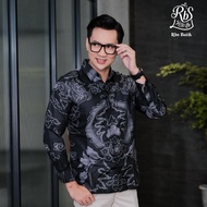 RBS Batik - Couple Batik Kemeja Pria dan Rok Span Wanita Yudhistira Slimfit Lapis Furing Warna Hitam