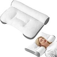 Memory Foam Pillow, Orthopaedic Sleep Apnea Pillow with Ear Slot, Ergonomic Neck Support Pillow for 