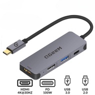 QGeeM Type C 4 in 1 Converter Hub supports M1 M2 Type C chip (Thunderbolt 3) to HDMI 1 x USB-C fast 