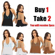Buy1 Take 1(Total of 2)Buy1 Take 2(Total of 3)Eysther Sexy V-Neck Self Tie Cotton linen Backless Top