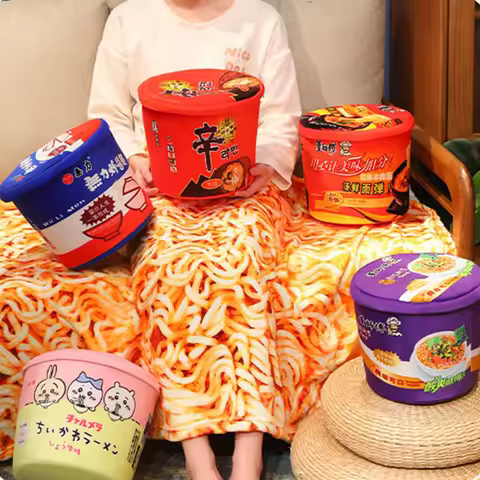 Funny Instant Noodle Blanket Cartoon Simulation Instant Noodles Plush Nap Blanket Ramen Noodle Pillo