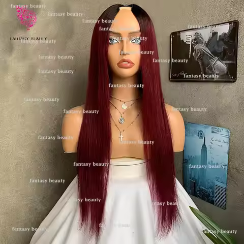 Ombre wig Straight hair Red wig U Part glueless wig woman Bone Straight V Part 100% Human hair Remy 