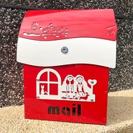設計款紅色有鎖半鋁不鏽鋼信箱　郵筒顏色上蓋門牌圖案均可選擇
