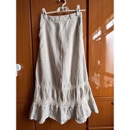 98%New 香港品牌Intique橡筋腰棉麻lace小魚尾裙 serco zara uniqlo GU muji