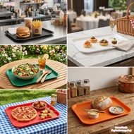 GRADAK Canteen Tray, Rectangle Plastic Dinner Plate, Durable Thickened Colorful Anti Slip Serving Tr