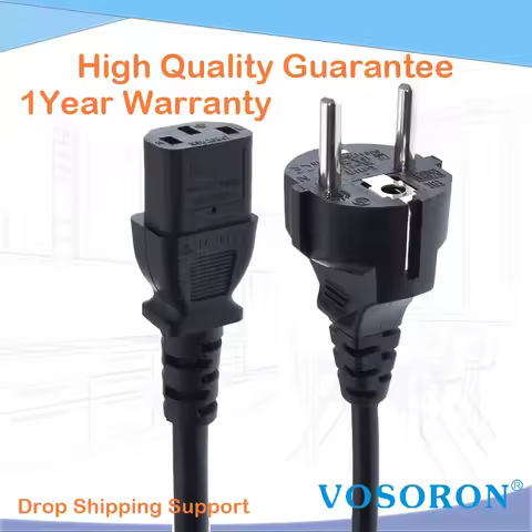 CEE7/7 European Straight Schuko to IEC C13 Power Cords, 10A/16A, 250V, H05VV-F 0.75mm Cable ,Schuko 