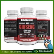 [sgseller] Simply Potent Panax Ginseng, Korean Red Ginseng 1000 mg / Serving 180 Capsules, Korean Ginseng Extract Root P