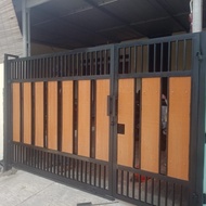pintu pagar minimalis motip kayu