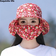 Tea Picking Bucket Hat Anti-Dust Mask Neck Protection Anti-uv Agricultural Work Hat with Mask Unisex Fisherman Hat