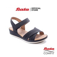 Bata Comfit บาจา คอมฟิต รองเท้าแตะเพื่อสุขภาพ รองเท้าลำลอง รองเท้าแตะรัดส้นเสริมสุขภาพ สูง 1 นิ้ว สำหรับผู้หญิง รุ่น Harper สีดำ 6616976